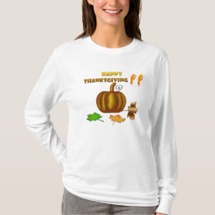 Glückliche Erntedank-Damen-langes Hülsen-T-Shirt T-Shirt