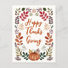 glückliche Erntedankspulkine & Herbstleaves Postkarte