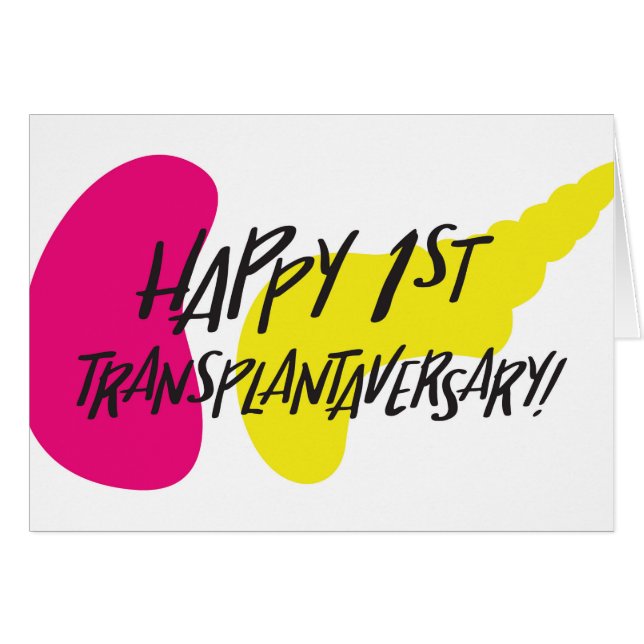 Glückliche erste SPK Transplantaversary Karte (Vorderseite (Horizontal))