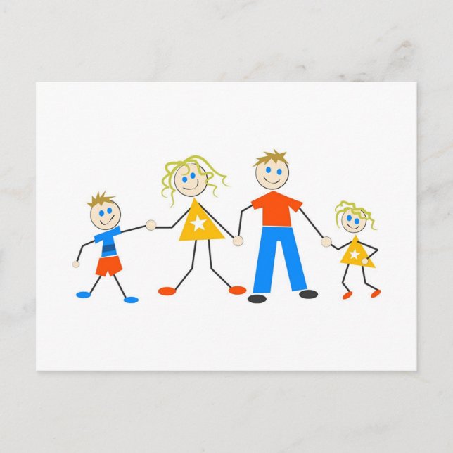 glückliche Familien Postkarte (Vorderseite)