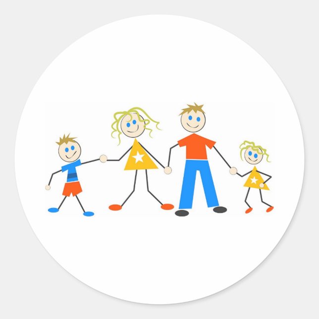 glückliche Familien Runder Aufkleber (Vorderseite)