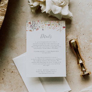 Glückliche Farbige Boho Wildblumen-Hochzeitsdetail Begleitkarte
