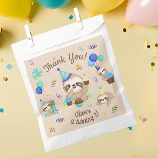 Glückliche Faultier-Geburtstagsfeier Danke Geschenktütchen