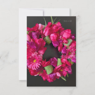 Glückliche Feier - Heißrosa Blumenkranz Mitteilungskarte