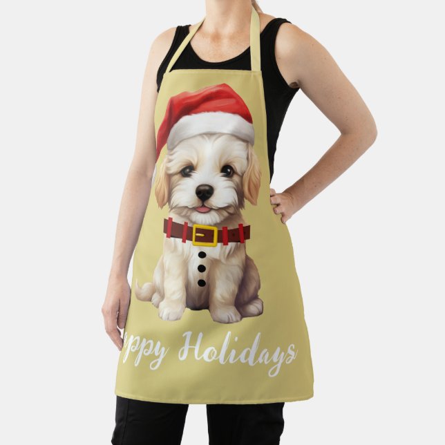 Glückliche Feiertage Hübscher Santa Hund Vintag Se Schürze (InSitu)