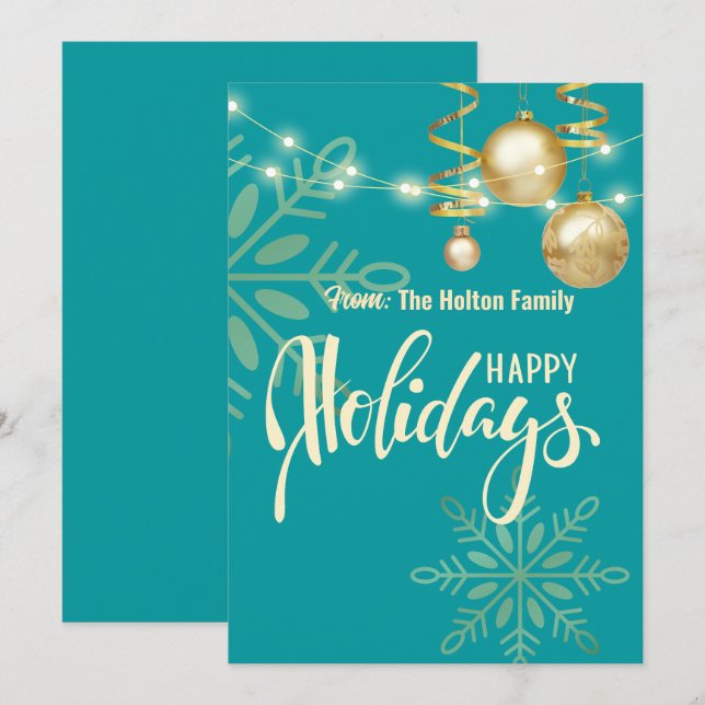 Glückliche Feiertage Moderne grüne Weihnachten Einladung (Vorne/Hinten)