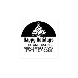 Glückliche Feiertage WeihnachtsbaumRücksendeadre Gummistempel