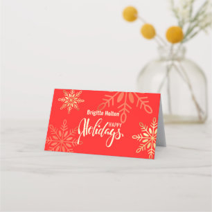 Glückliche Feiertage Weihnachtsgold, rote Platzkar Platzkarte