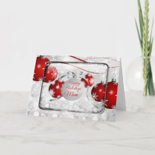 Glückliche Feiertags-Mama-funkelnde rote Feiertagskarte