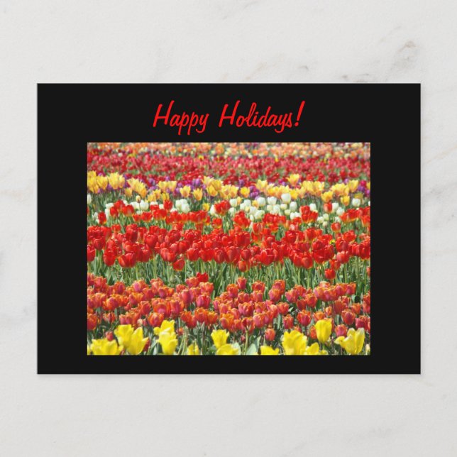 Glückliche Ferien! Postkarten Rote Tulip Blume (Vorderseite)