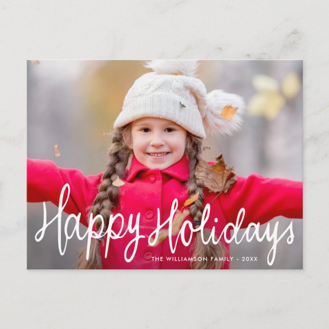 Glückliche Ferien schreiben Weihnachtsfotokarte Postkarte (Vorderseite)