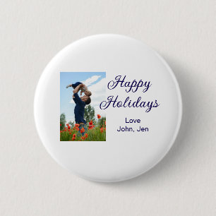 Glückliche Ferien Vater Sohn Weihnachten Familieng Button
