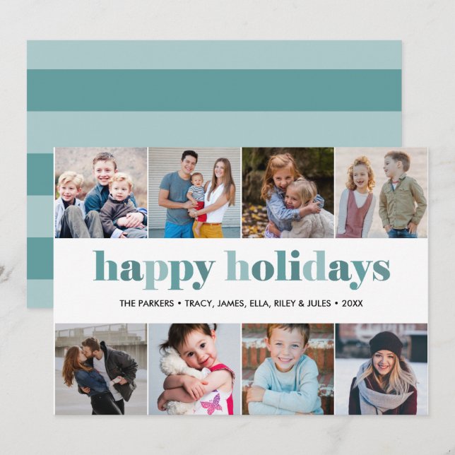 glückliche Ferien | Weihnachten im Foto - Collage  Einladung (Vorne/Hinten)