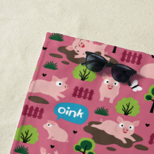 Glückliche Ferkel im Mud Beach Handtuch