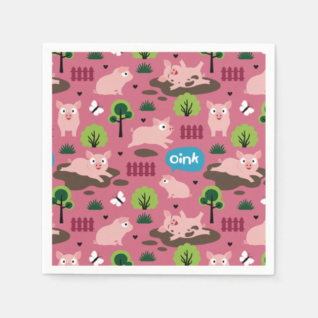 Glückliche Ferkel im Mud Napkins Serviette (Vorderseite)