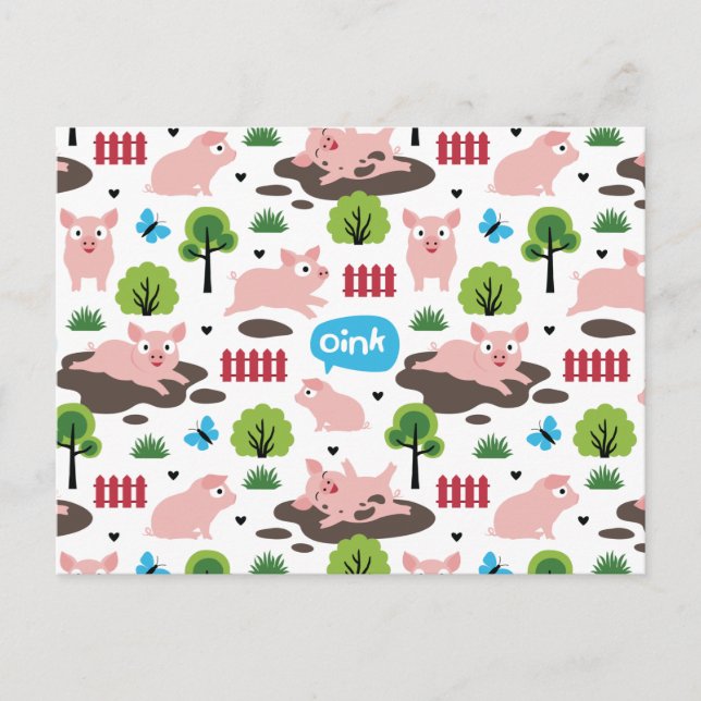 Glückliche Ferkel im Schlamm-Postkarte Postkarte (Vorderseite)
