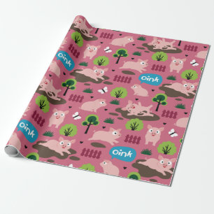 Glückliche Ferkel im Schlammverpackungspapier Geschenkpapier