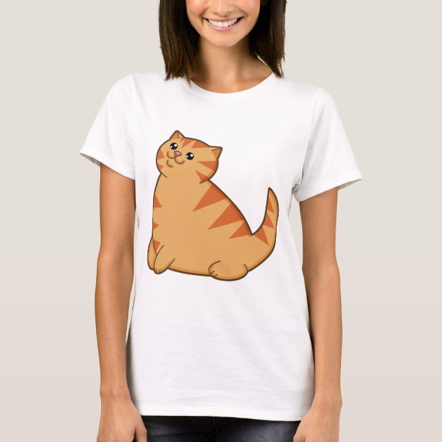 Glückliche fette orange Katze T-Shirt (Vorderseite)