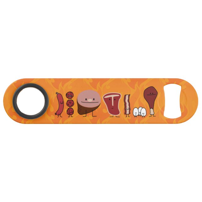Glückliche Fleisch-Familie Speedflaschenöffner (Rückseite Horizontal)