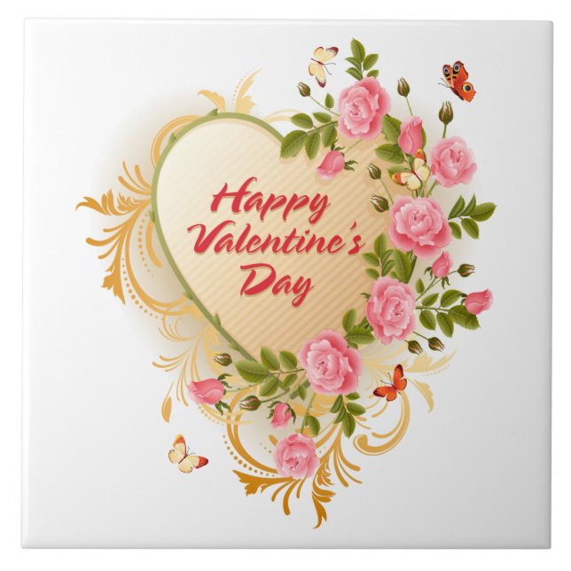 Glückliche Fliese des Valentinstag-2 (Vorderseite)