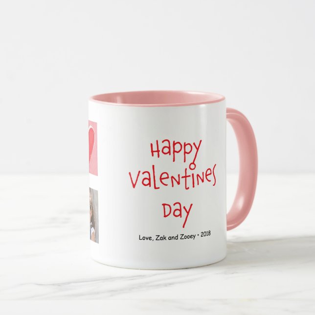 Glückliche Foto-Gewohnheits-Tasse des Valentines Tasse (VorderseiteRechts)