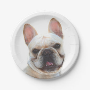 Glückliche französische Bulldogge Pappteller