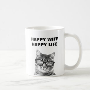 GLÜCKLICHE FRAU GLÜCKLICHES LEBEN lustiger Hochzei Kaffeetasse