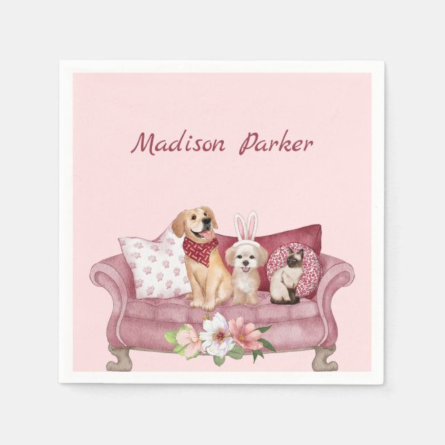 Glückliche Freunde auf dem Sofa Serviette (Vorderseite)