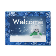 Glückliche freundliche Schneemann-Fußmatte