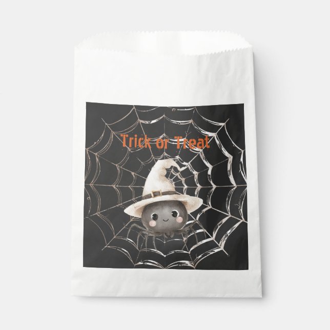 Glückliche freundliche Spinne auf Web Halloween Geschenktütchen (Vorderseite)