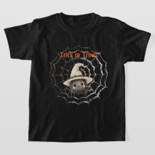 Glückliche freundliche Spinne auf Web Halloween T-Shirt