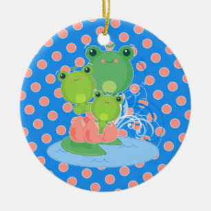 Glückliche Frösche Keramik Ornament