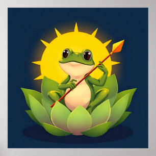 Glückliche Froschprinzessin in Lotus wartet auf de Poster