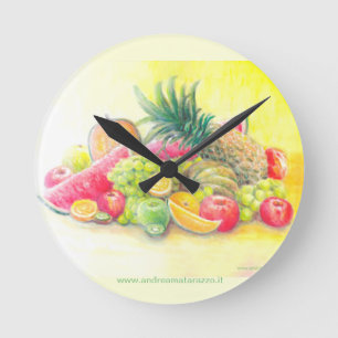 Glückliche Früchte Runde Wanduhr