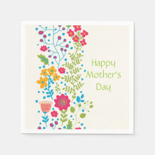 Glückliche Frühlings-Blumen der Mutter Tages Serviette