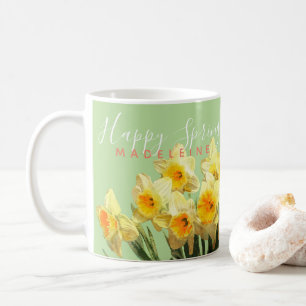 Glückliche Frühlings-Gelb-Narzissen-mit Monogram Kaffeetasse