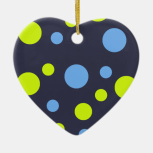 Glückliche Funky Gelbe Blaue Blasen Keramik Ornament