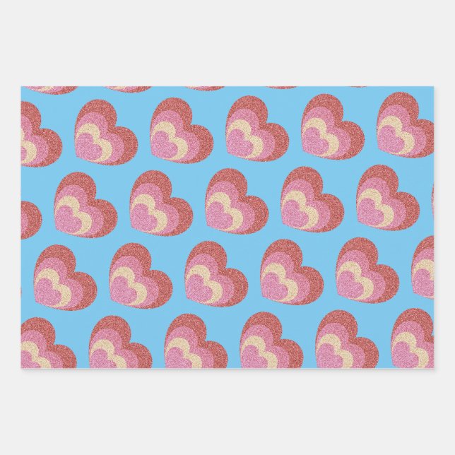 Glückliche Galantinen und Valentinstag Geschenkpapier Set (Vorderseite)