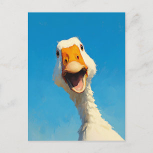 Glückliche Gans unter blauem Himmel Postkarte