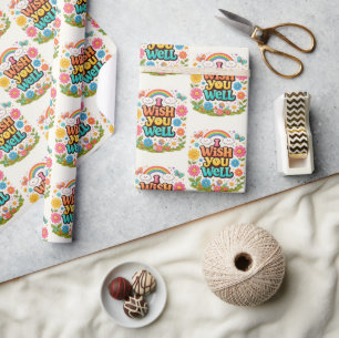 Glückliche Gänseblümchen und Regenbögen  Geschenkpapier