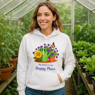 Glückliche Gartenblumen Sommer Weiß Hoodie