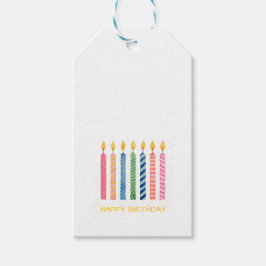 Glückliche Geburtstag Kerzen Moderne Artisan Bunte Geschenkanhänger