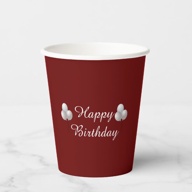 Glückliche Geburtstagsfeier Tasse mit Balloons Pappbecher (Vorderseite)