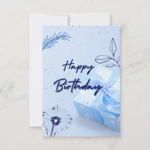 Glückliche Geburtstagskarte - Elegantes blaues Ges RSVP Karte