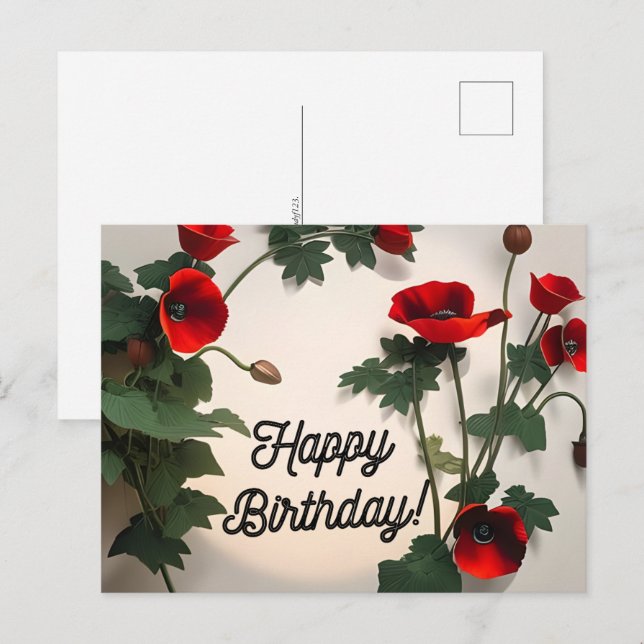 Glückliche Geburtstagskarte, Pupies-Blume, Postkarte (Vorne/Hinten)