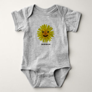 Glückliche gelbe Sommer-Blume auf irgendeiner Baby Strampler