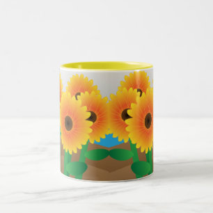 Glückliche gelbe Sonnenblumen Zweifarbige Tasse