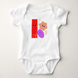 Glückliche geometrische Formen Rot Baby Strampler