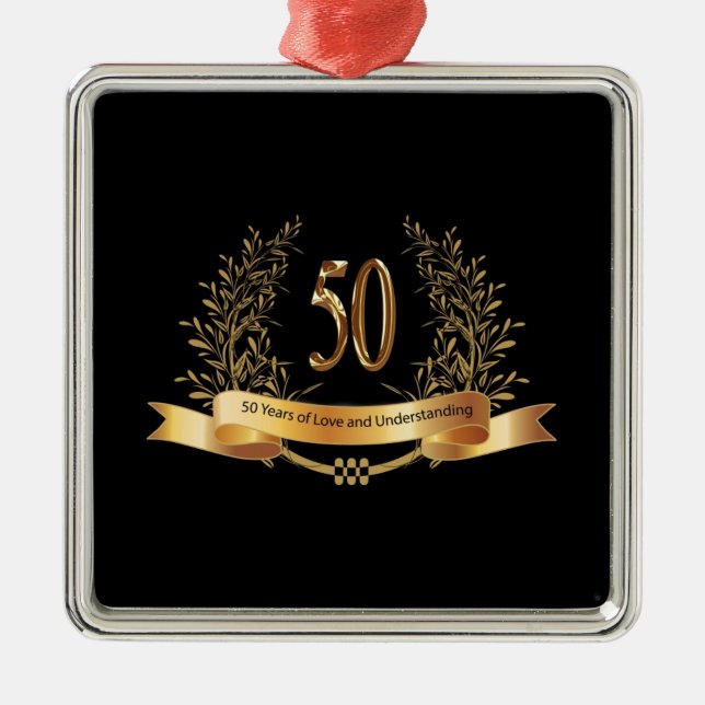 Glückliche Geschenke zum 50. Hochzeitstag Silbernes Ornament (Vorne)