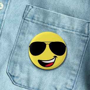 Glückliche Gesicht Aviator Sonnenbrille lustig süß Button